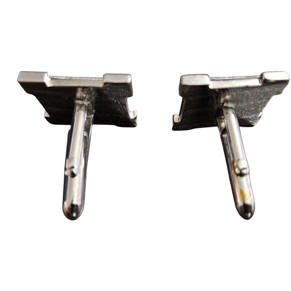 Vintage Swank 20mm Japanese Scene Cufflinks Mt. Fuji & Torii Gate Silver Tone - Picture 3 of 4